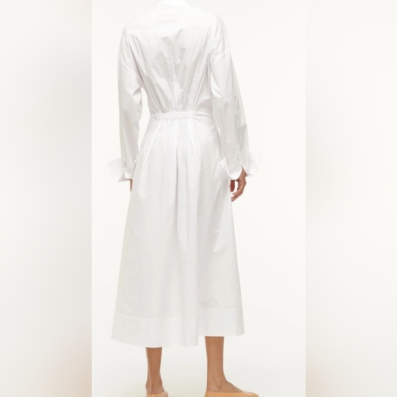 NWT Staud White Midi Maxi White Button Up Dress‎ Long Sleeves Sz Large - Picture 6 of 8